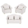 3Pcs Dollhouse Sofa Set, 1:12 Mini Doll House Plaid Sofa Coussin Set Doll House Furniture Accessoires pour Filles Garçons Co