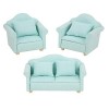 3Pcs Dollhouse Sofa Set, 1:12 Mini Doll House Plaid Sofa Coussin Set Doll House Furniture Accessoires pour Filles Garçons Co