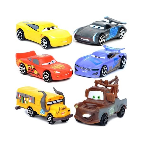 Siphus Voiture Cars, Jouet Cars, 6 Pièces Mini-Véhicules pour Enfants, Cars Autos comme Cadeaux Anniversaire, Décoration de G