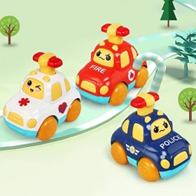 BelleStyle Voiture Jouet, Jouet Bebe 1 an, 3 Pièces Jouet à Friction Bébés Appuyez sur Le Bouton pour Glisser, Jouets de Motr