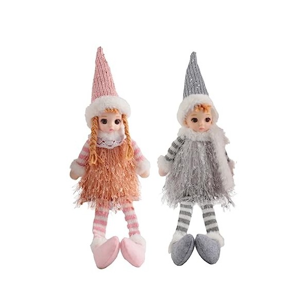 Toyvian 2 Pièces Décoration De Poupée De Noël Poupées pour Filles Bureau Topper Garçon Poupée Jouet Ornements Poupées Poupée 