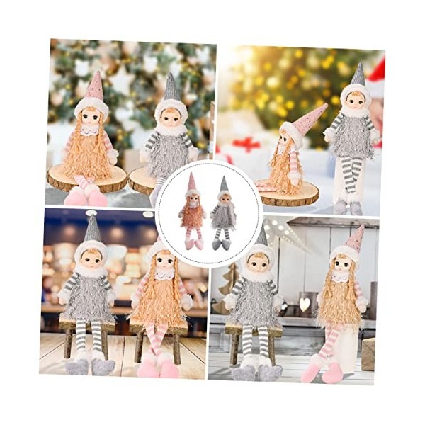 Toyvian 2 Pièces Décoration De Poupée De Noël Poupées pour Filles Bureau Topper Garçon Poupée Jouet Ornements Poupées Poupée 