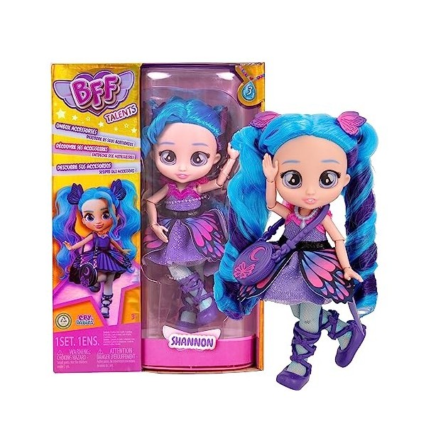 BFF BY CRY BABIES Poupée avec cheveux longs, vêtements en tissu et 9 accessoires - Shannon Poupée mannequin-Jouet Cadeau pour