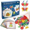 Puzzle en Bois Tangram Jouets Montessori Éducatifs 155PCS, Classiques Formes Géométriques pour Enfants Adaptées aux Enfants d