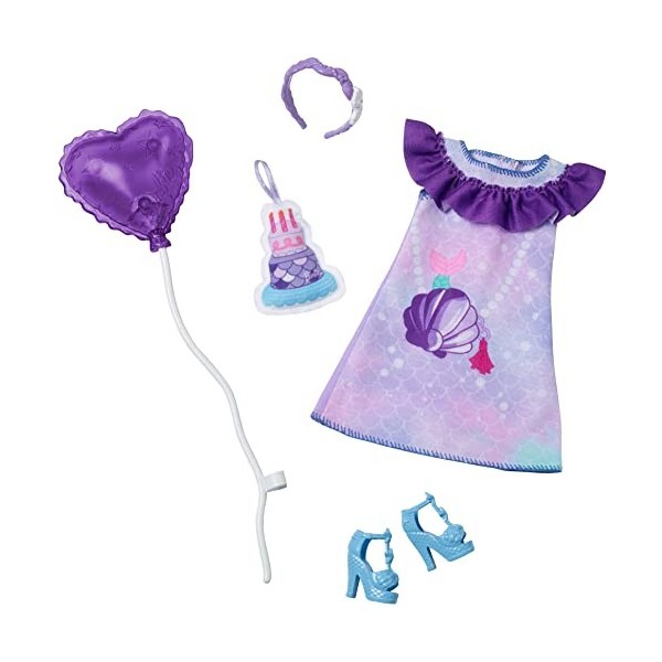 Barbie Ensemble de vêtements pour poupées préscolaires de 34,8 cm avec accessoires danniversaire et fournitures de fête