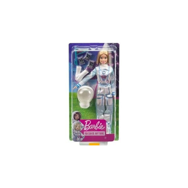 Coffret pour Barbie Blonde Poupee Mannequin Cosmonaute + Accessoires - Set poupée Mannequin métier + 1 Carte Animaux