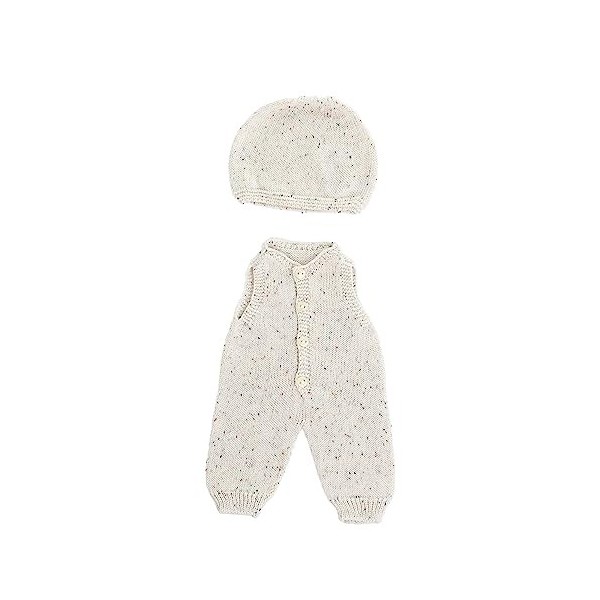 Miniland Ensemble Beige en Tricot pour poupée de 40 cm. Barboteuse et Bonnet fabriqué en Espagne avec Textile recyclé Minilan