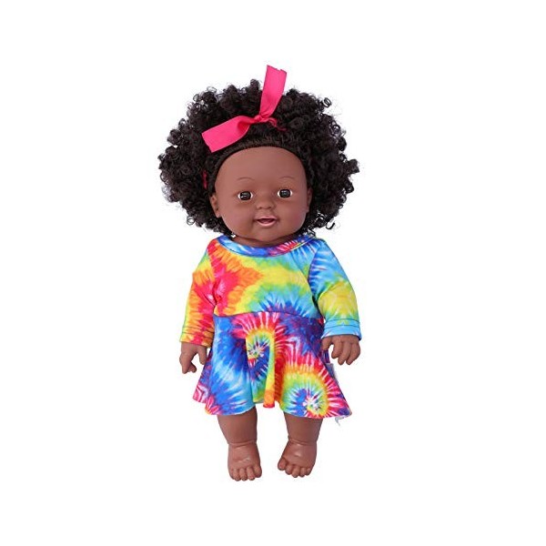 BALRAJ Poupée Bébé Fille Noire Africaine De 30cm, avec Cheveux Bouclés, Réaliste, Cadeaux danniversaire Et De Noël pour Fill