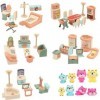 Meubles de maison de poupées 49pcs / ensemble Ensemble de meubles de maison de poupée miniature en plastique Kit de meubles m