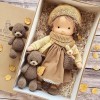 mzvoo Poupée Waldorf Faite Main, Handmade Waldorf Doll,Cadeaux De Baptême De Poupée Waldorf Faits À La Main pour Filles, Joue