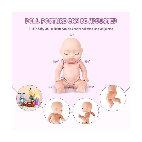 FENGQ Mini Reborn Dolls, 10 Mini Baby Dolls avec 10 Biberons, Accessoires de Poupée, Poupées Miniatures de Renaissance Endorm