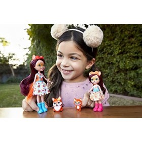 Enchantimals Coffret Sœurs avec mini-poupées Felicity et Feana Renard, 2 mini-figurines animales et accessoires, Jouet pour e