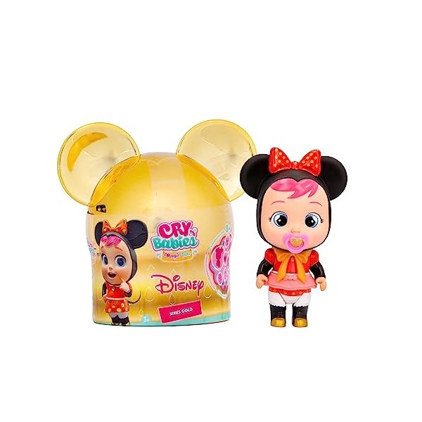 CRY BABIES MAGIC TEARS DISNEY Minnie - Collectible Mini Poupée inspirée du personnage Minnie de Disney, avec des détails doré