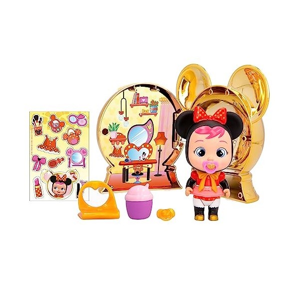 CRY BABIES MAGIC TEARS DISNEY Minnie - Collectible Mini Poupée inspirée du personnage Minnie de Disney, avec des détails doré