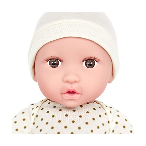 Babi Poupée avec vêtements crème et tétine - Poupée douce de 36 cm à la peau claire et aux yeux bruns - jouet à partir de 2 a