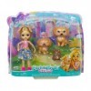 Coffret pour enchantimals poupée gerika et Famille de Golden Retriever - Figurine 15cm avec Animal - Set Mini-Poupee + 1 Cart