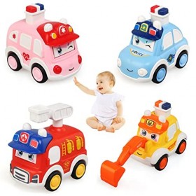 LEADSTAR Voiture Jouets pour Bébé 1 2 3 Ans, Press and Go Voiture Éducation Précoce Enfants Jouets Friction Véhicules Jouets 