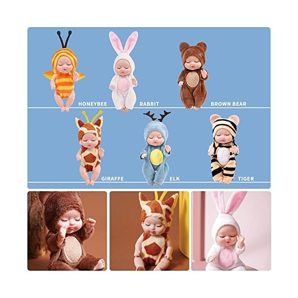 LUFEIS Bebe Reborn Silicone, 3.5 Pouces Mini Poupées Reborn, pour Les Enfants Âgés de 3 an et Plus, Mini Reborn Bebe Réaliste