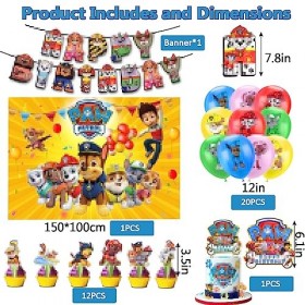 Qooloo Decoration Anniversaire, Ballon, Decoration Gateau, Banniere et Pat Patrouille Vinyle Photo Studio Props Déco Annivers
