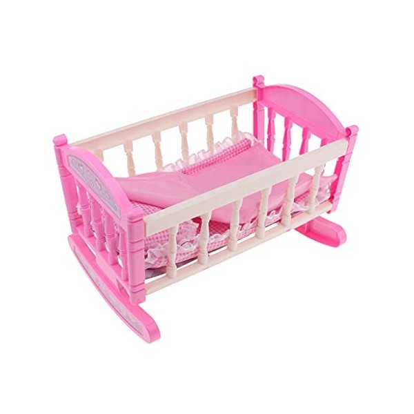 D DOLITY Lit Bébé et Courtepointe Oreiller Matelas Ornement Rétro Accessoires de Poupées