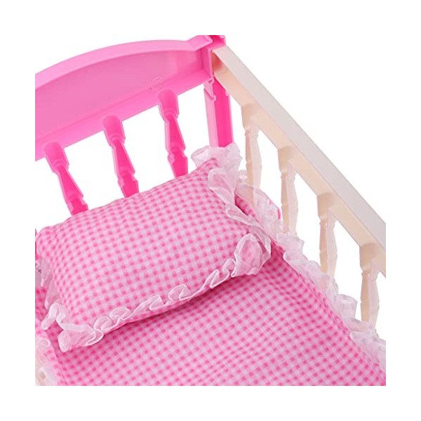 D DOLITY Lit Bébé et Courtepointe Oreiller Matelas Ornement Rétro Accessoires de Poupées