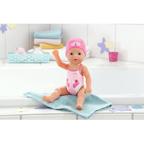 BABY born Ma première nage Fille 834060 - Poupée de 30cm avec maillot de bain fixe et bonnet pour les jeux aquatiques - Fonct
