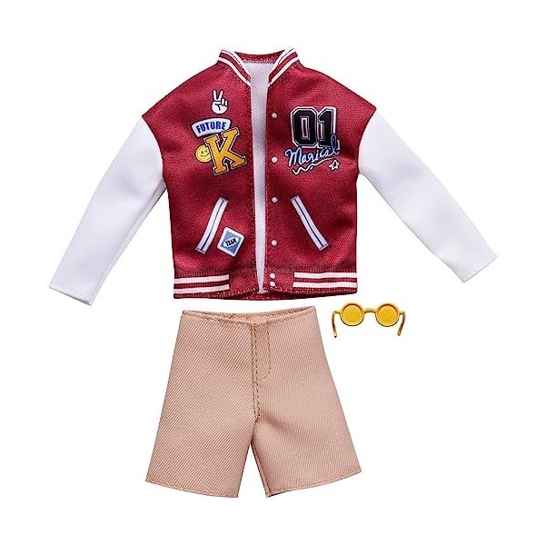 Barbie Fashion Pack - HJT25 - Tenue de vêtements pour poupée Ken - Veste Bombers, Short, Lunette de Soleil