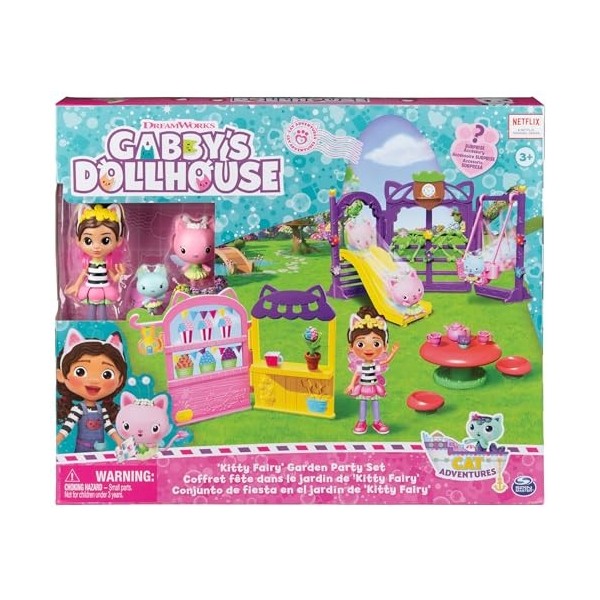 Gabbys Dollhouse, Fête dans Le Jardin de Kitty Fairy, Coffret de 18 pièces avec 3 Figurines, Surprises et Accessoires Maison