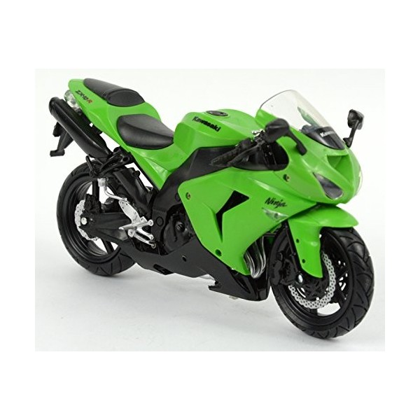 New Ray 42443 A - Moto Kawasaki ZX 10 R / Honda CBR, Véhicule Miniature, échelle 1:12, Vert / Noir