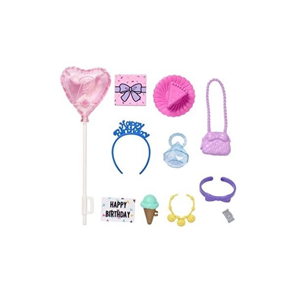 Mattel Ensemble Accessoires | Happy Birthday | Barbie GHX36 | pour Poupée