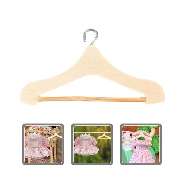 PRETYZOOM Cintres en Bois pour Vêtements De Poupées 15 Pièces Mini Poupée Animaux Domestiques Cintres De Placard Bijoux Acces