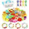 FORMIZON Perles en Bois Jouet, 42pcs Jouets en Bois danimaux et Brochettes de Fruits, Jouet dapprentissage Compétences Motr