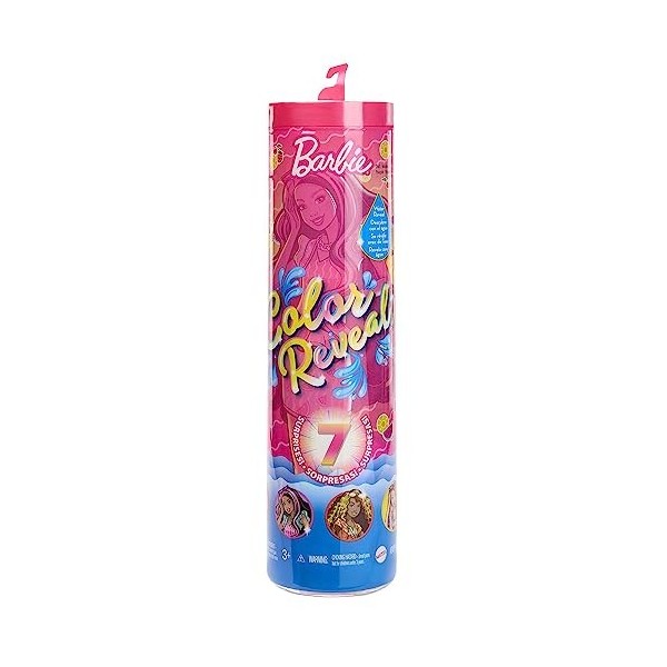 Barbie Assortiment de poupées Color Reveal parfumées avec 7 surprises, Série Sweet Fruit, Jouet Enfant, Dès 3 ans, HJX49