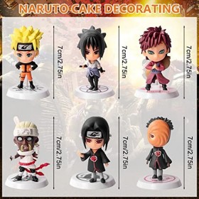 WAIMXDAO Naruto Figure Jouets Cake Topper, 6 Pièces décoration gâteau Naruto, Naruto Mini Figurine, Mini Figurines Jouet de D
