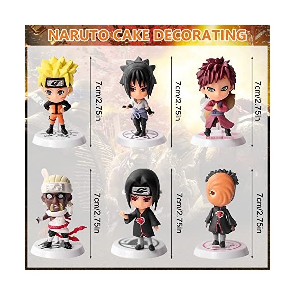 WAIMXDAO Naruto Figure Jouets Cake Topper, 6 Pièces décoration gâteau Naruto, Naruto Mini Figurine, Mini Figurines Jouet de D