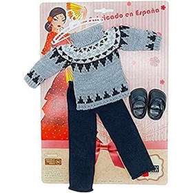 Folk Artesanía-V421-20 Sintra, Simona Robe de poupée, Géométrique, V421-20, Gris