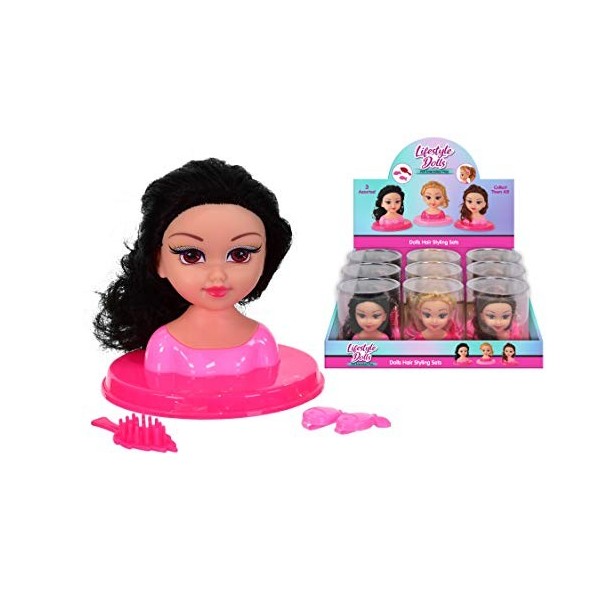 KandyToys Ensemble de coiffure pour poupée - Tête de poupée avec accessoires pour cheveux