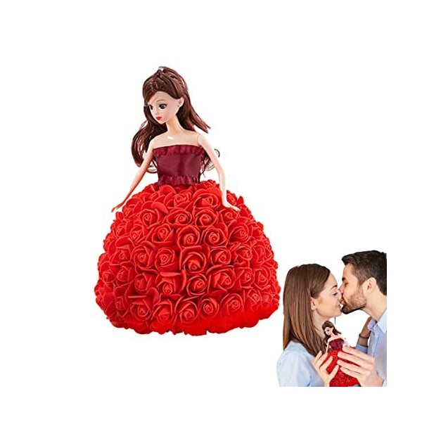 Wukesify Poupée Princesse Saint-Valentin | Poupée Robe Rose pour la Confession la Saint-Valentin | Poupée Bal Costume Princes