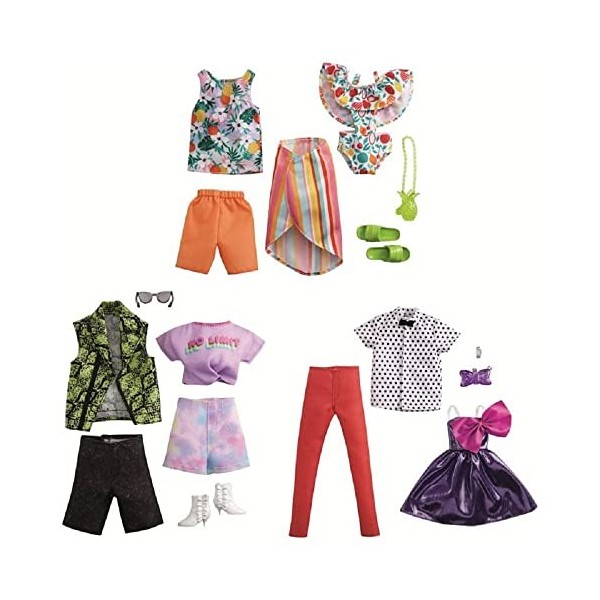 Barbie Ken Fashion 2 Packs Ass. GWC33 Vêtements et Chaussures, 21291382, Multicolore