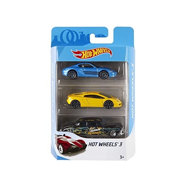 Hot Wheels Coffret 3 Véhicules, Jouet Pour Enfant De Petites Voitures Miniatures, Modèle Aléatoire, K5904