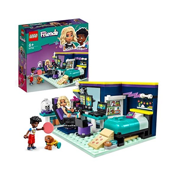 LEGO Friends 41755 La Chambre de Nova, Jouet sur Le Thème du Gaming, à Collectionner avec la Mini-Poupée 2023 Zac et Chien Pi