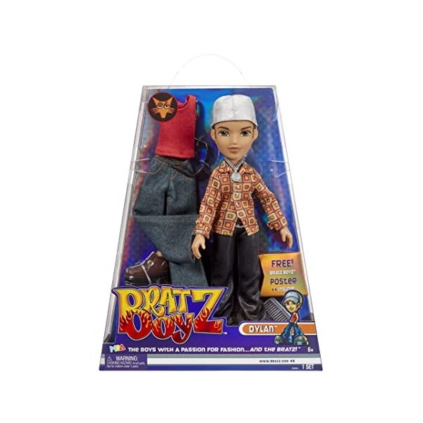 Bratz Original Poupée Mannequin garçon - Dylan - Contient 2 Tenues, des Accessoires, Un Emballage holographique en édition sp