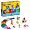 LEGO 11018 Classic Jeux Créatifs dans L’Océan, Boite de Briques, 6 Modèles Miniatures de Bateau, sous-Marin, Baleine, Hippoca