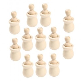 ibasenice 12 Pièces Homme en Bois Graffiti Enfants Corps De Poupée Décoratifs Chevilles en Bois Cheville en Bois Les Poupées 