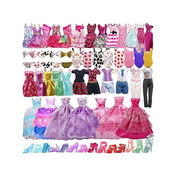 LYEAA Lot de 35 jupes pantalons polyester jupe décorative mini collection de fées vêtements accessoires style aléatoire pour 