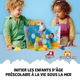 LEGO 10972 Duplo Animaux Sauvages de l’Océan, Jouet sous Les Mers pour Enfants de 2 Ans, 2 Figurines de Baleines, Tortue et P