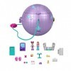 Polly Pocket Coffret Boule Disco, avec 4 espaces de jeu, 2 mini-figurines, 15 accessoires, 1 accessoire mode, jouet pour enfa
