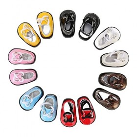 7 Paires de Chaussures de Poupée Articulées à Rotule, 2,2 X 1,3 Pouces en Cuir PU Robe de Poupée en Peluche Chaussures de Pou
