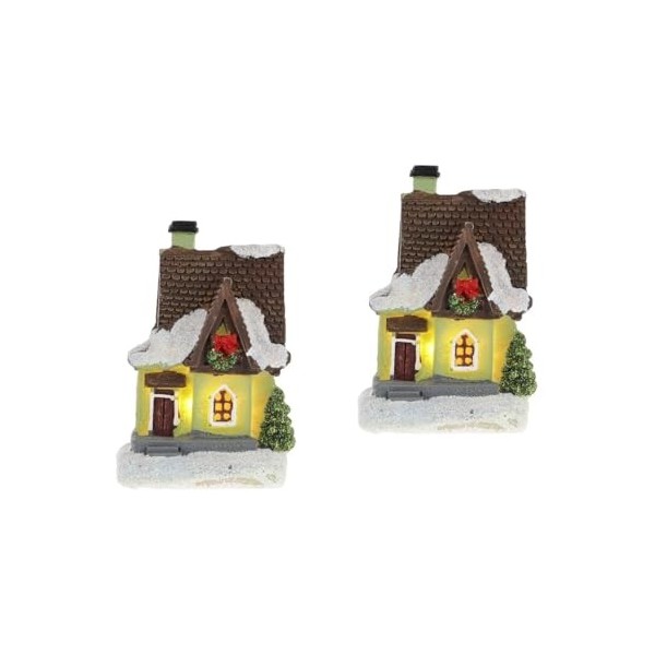 ibasenice 2 Pièces Micro Paysage Maison De Noël Mini Maison À Piles Maison De Poupée Dîner Table Décor Ornamentos Para Mesa D