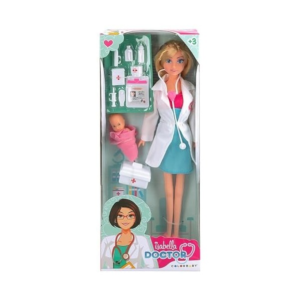 Color Baby-47074 Poupée Mannequin Docteur 29 cm, Non Applicable, 47074, Multicolore, Talla única